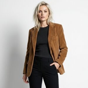 Brown Corduroy Vintage Blazer 80s Tailored Fit Size 14